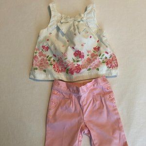 Janie & Janie Pink & White Hydrangea Outfit 6-12mo